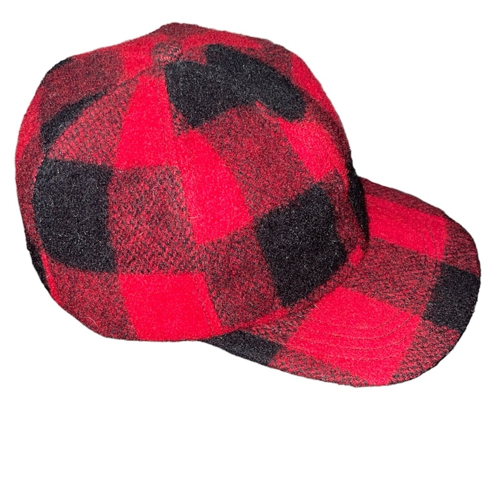 Vintage Buffalo Plaid Red & Black Wool Hat